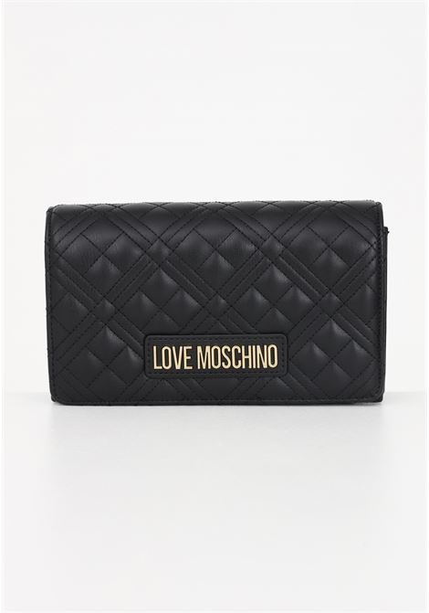 Black women's clutch bag with quilted pattern and logo LOVE MOSCHINO | JC4079PP1LLA0000